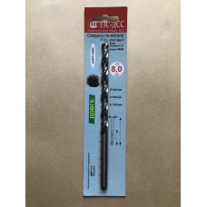 Сверло 8,0мм Ц/Х длинная серия Р6М5 А1 в блистере